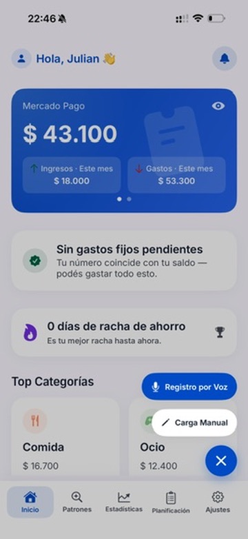 Registrar por voz o manual